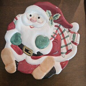 Fitz & Floyd Vintage Santa Canape Coookie Plate Christmas Ceramic Serving Dish